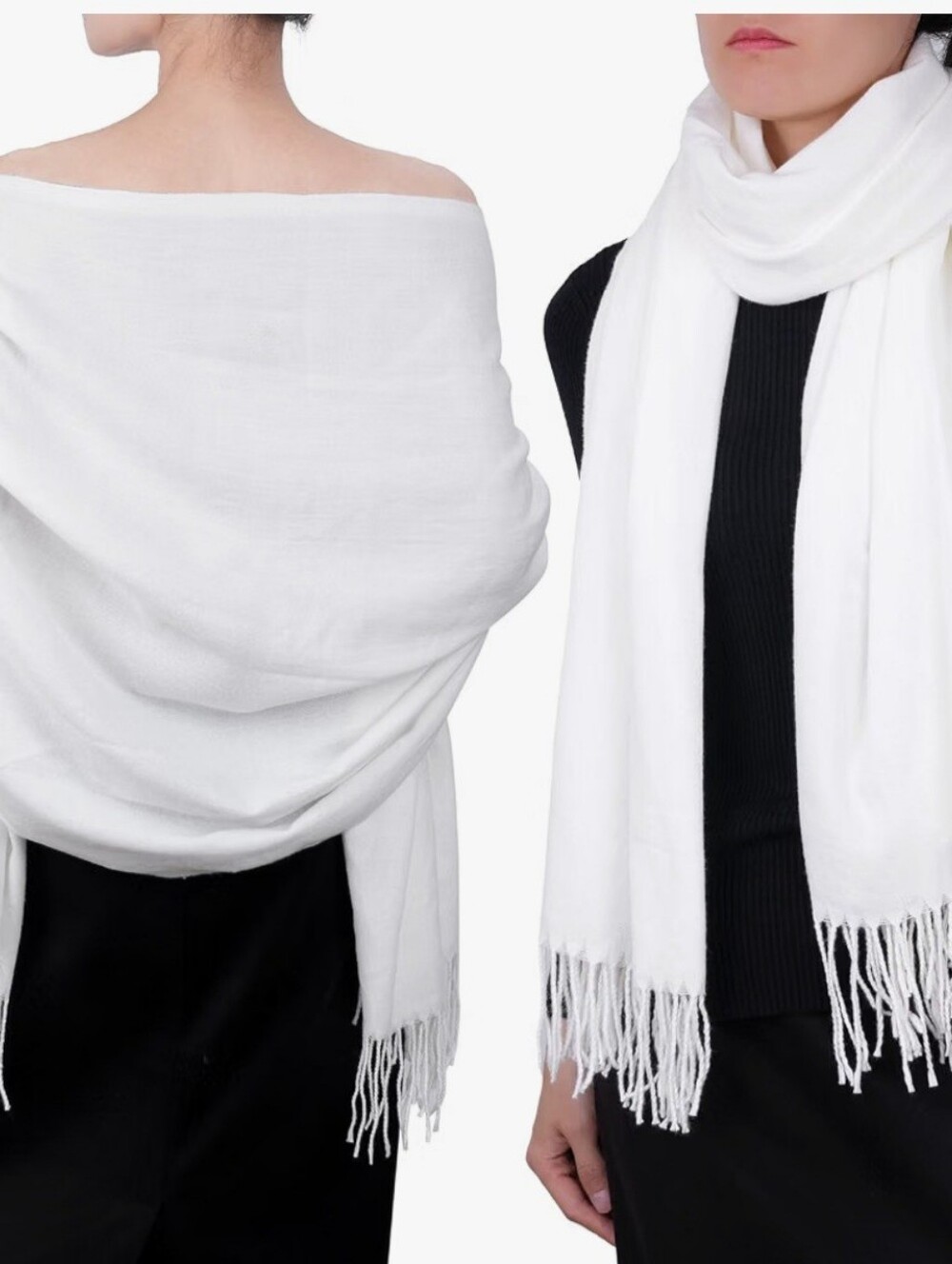 NWT Furloroyal Cream Cashmere-Like Shawl Scarf Wrap Pashmina Bridal Wedding